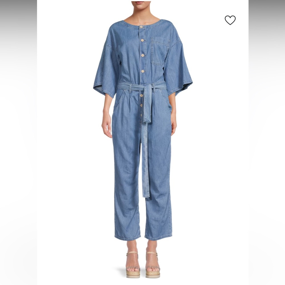 Free People Marley Belted Jumpsuit Loco Blue Denim